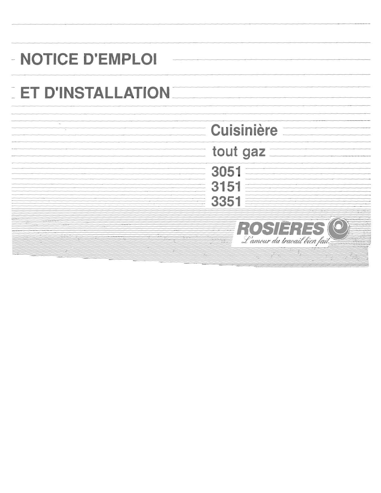 ROSIERES 3051, 3351 User Manual