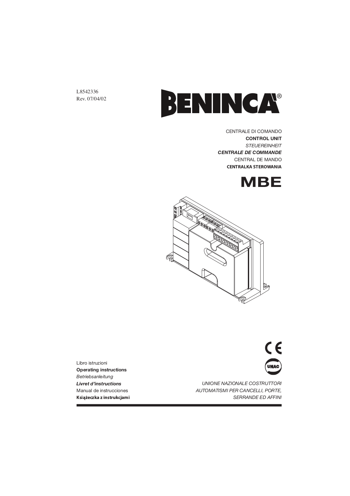 Beninca MBE User Manual