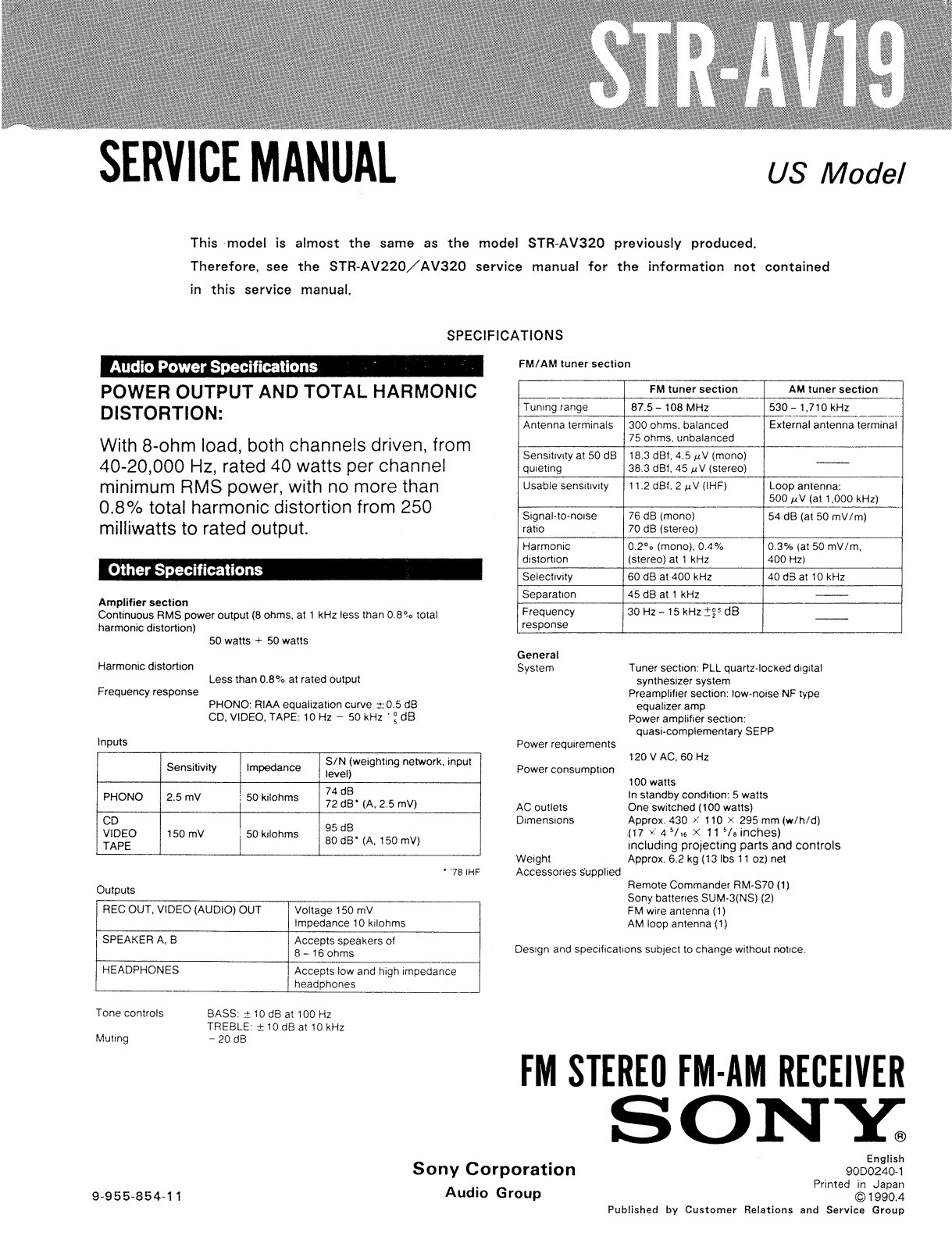 Sony STRAV-19 Service manual