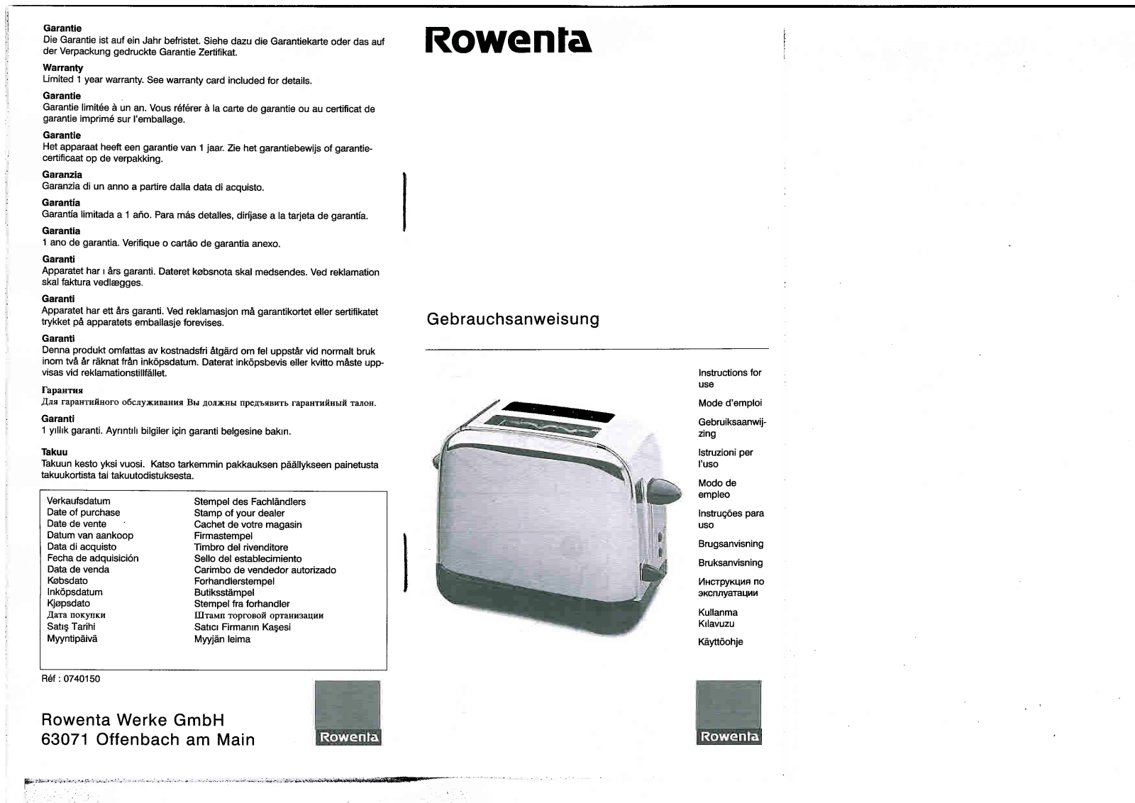 Rowenta TP 081 User Manual