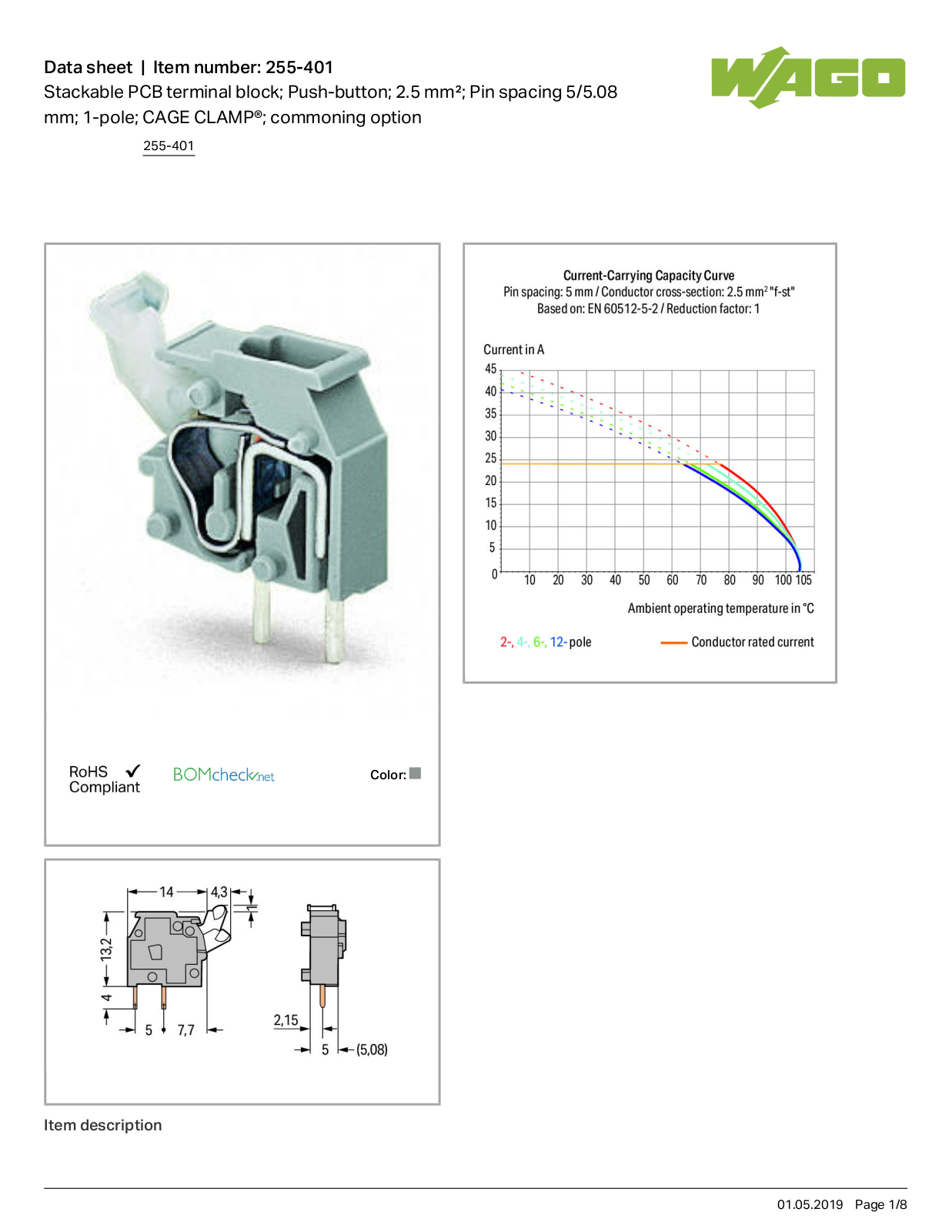 Wago 255-401 Data Sheet