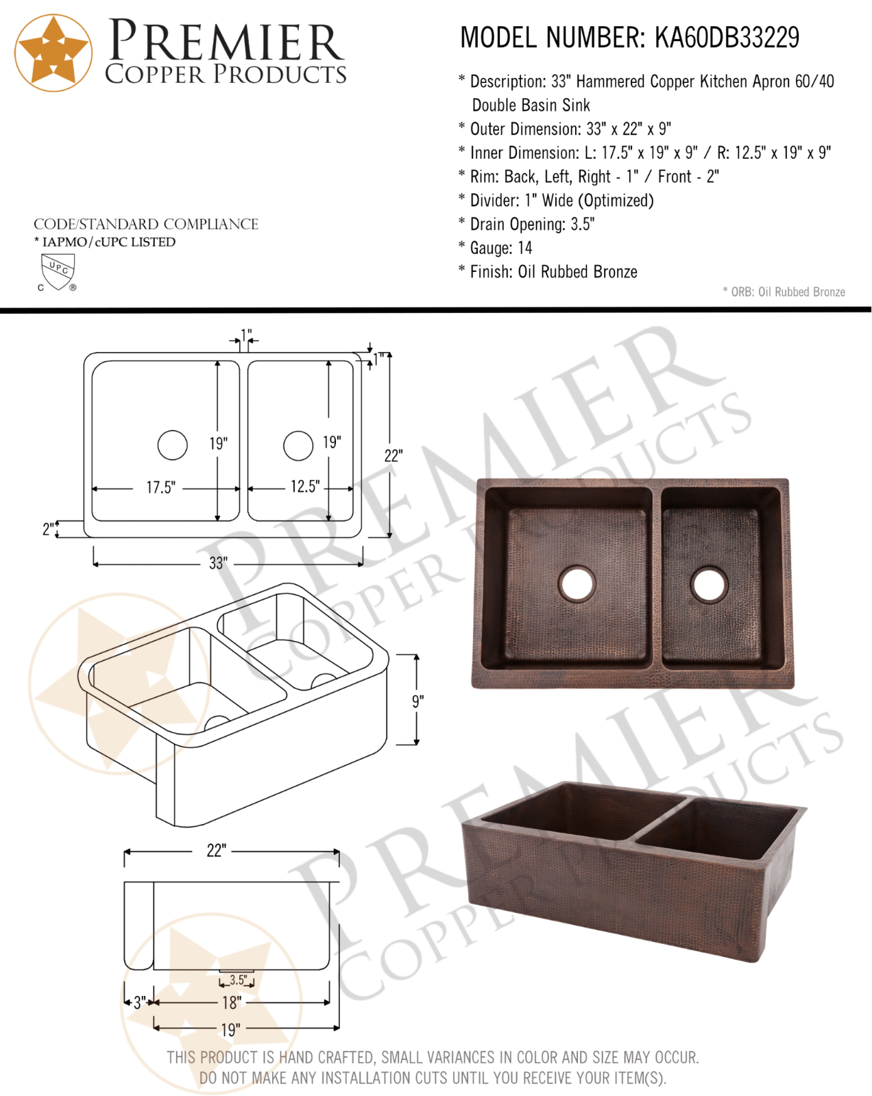 Premier Copper Products IER1520 Specifications - ManualMachine.com