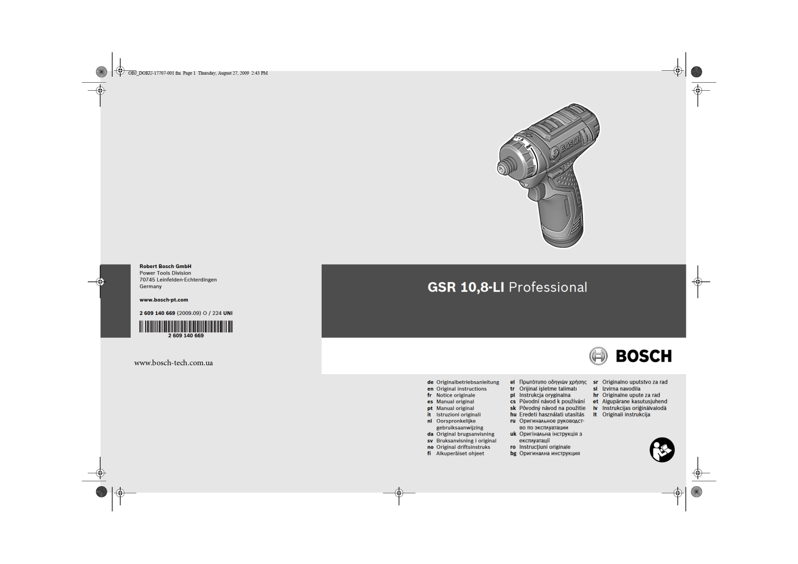 Bosch GSR 10,8-LI User manual