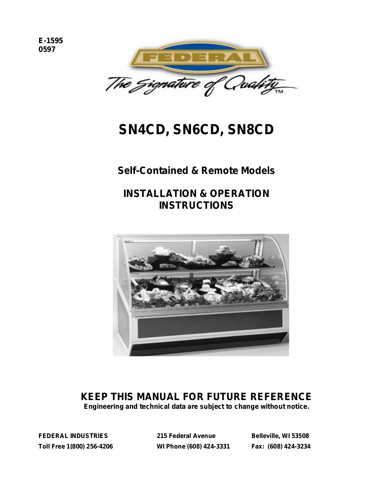 Federal Industries SN4CD Installation  Manual