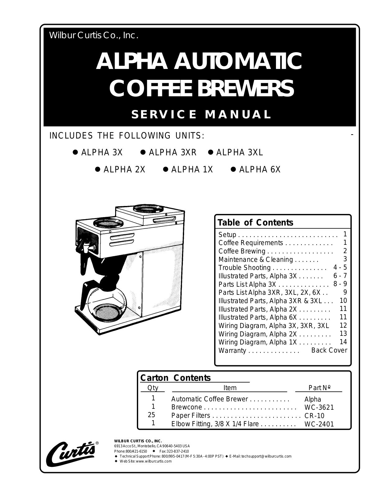 Wilbur Curtis ALPHA-1X Service Manual