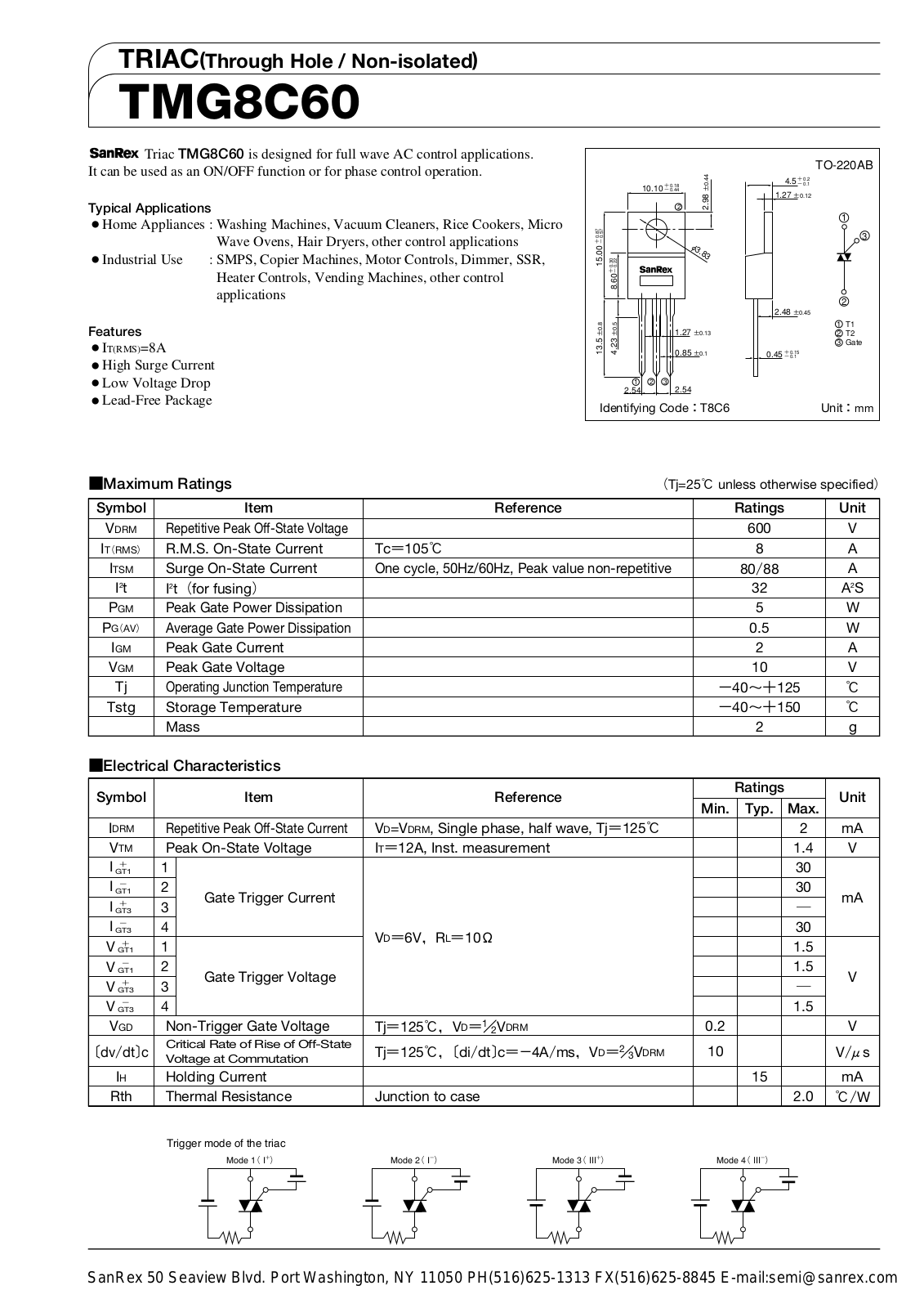 Sanrex-Sansha Electric Manufacturing TMG8C60 Data Sheet