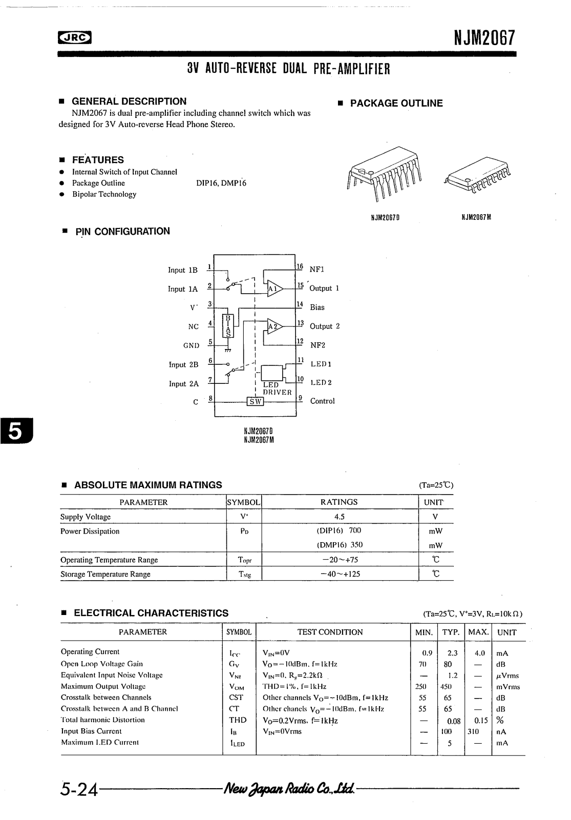 JRC NJM2067M, NJM2067D Datasheet