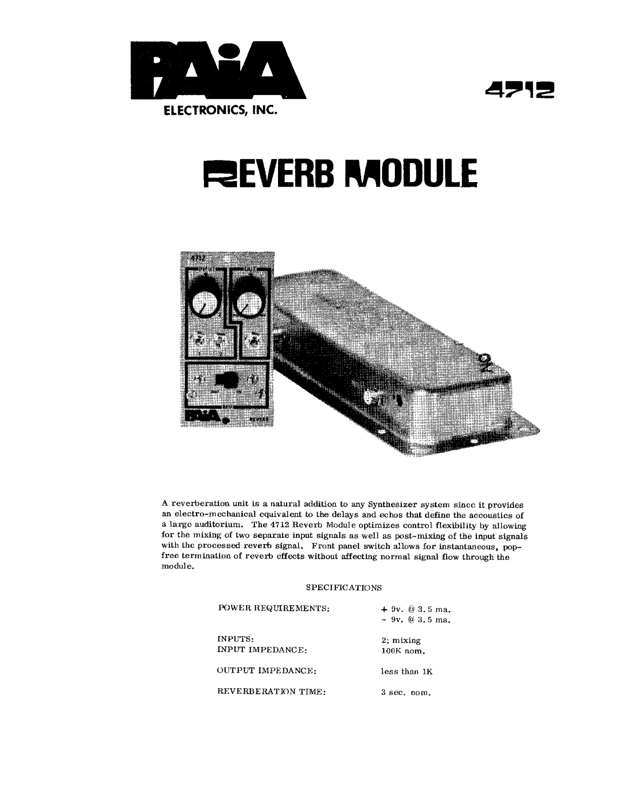 PAiA Electronics 4712 User's Manual