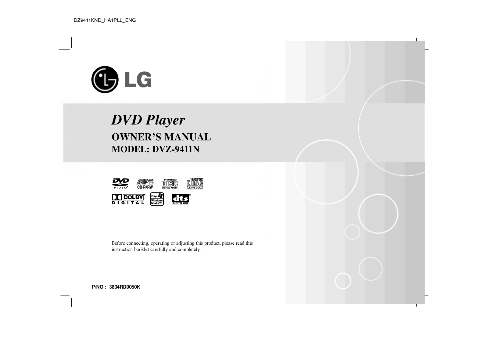 LG DZ9411KND Owner's Manual