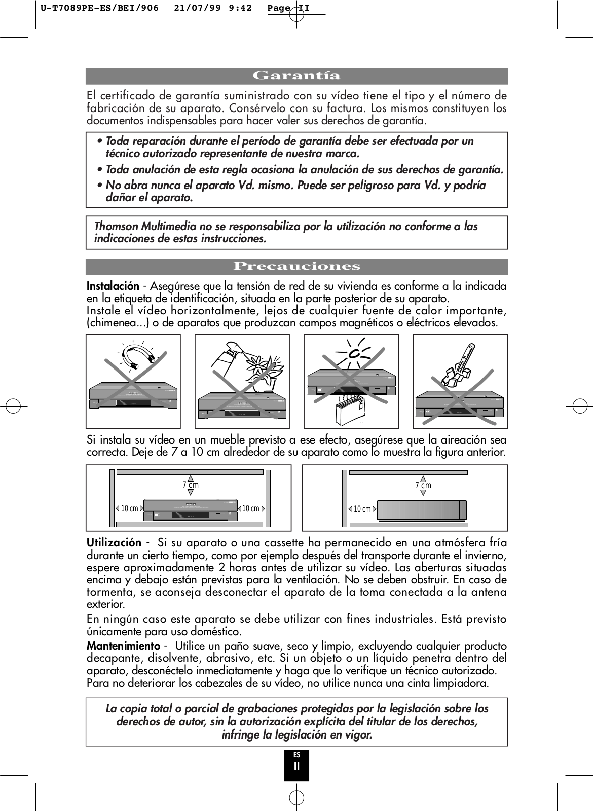 Thomson VPH7090 SETUP MANUAL