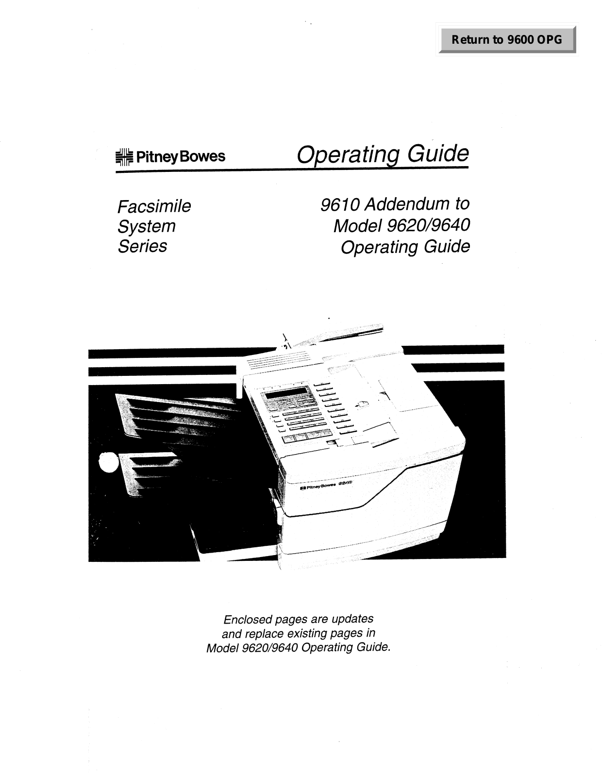 Pitney Bowes 9610 Operating Guide