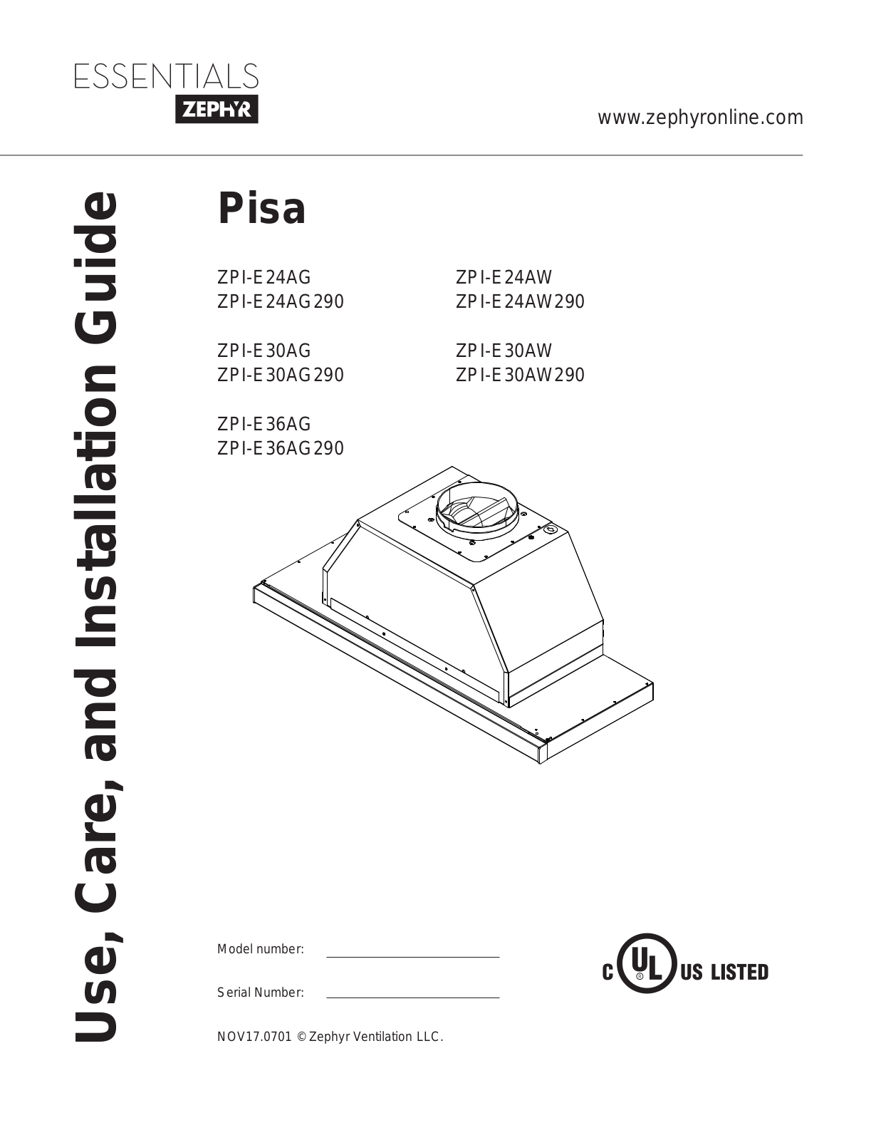 Zephyr ZPIE36AG290 User Manual