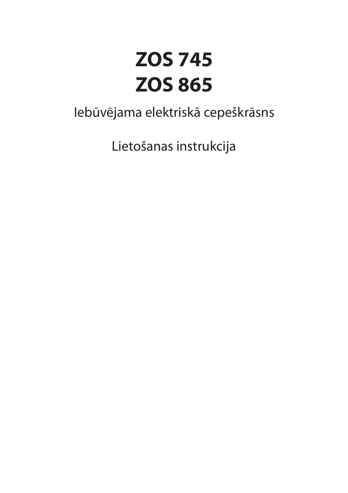 Zanussi ZOS865QX User Manual