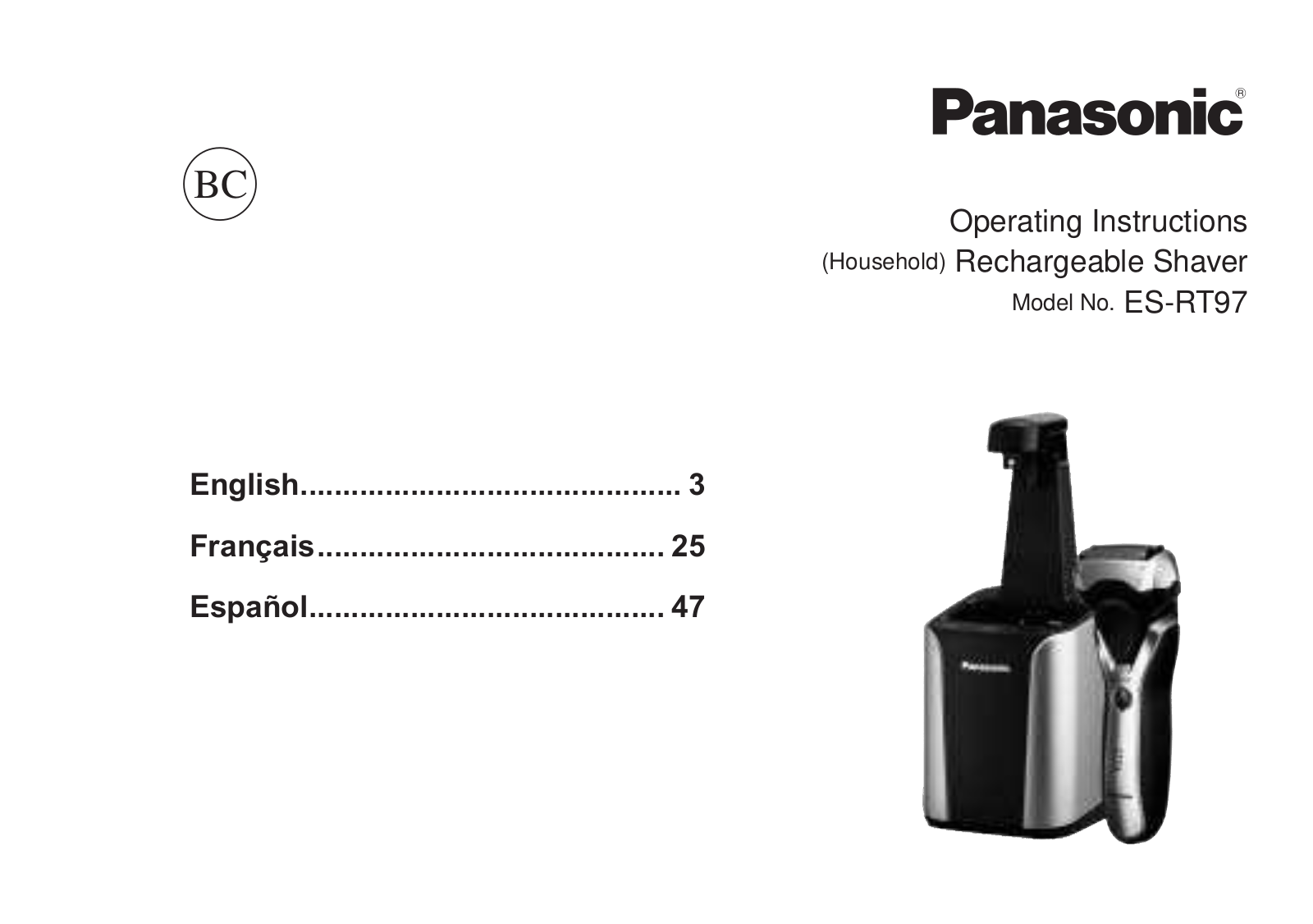 Panasonic ES-RT97 Operating Instruction