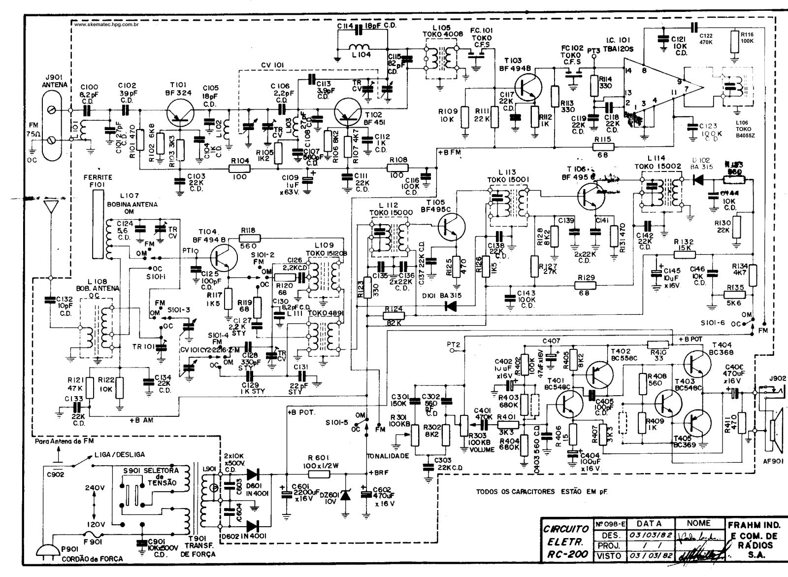 FRAHM RC220, RC-200 Schematic