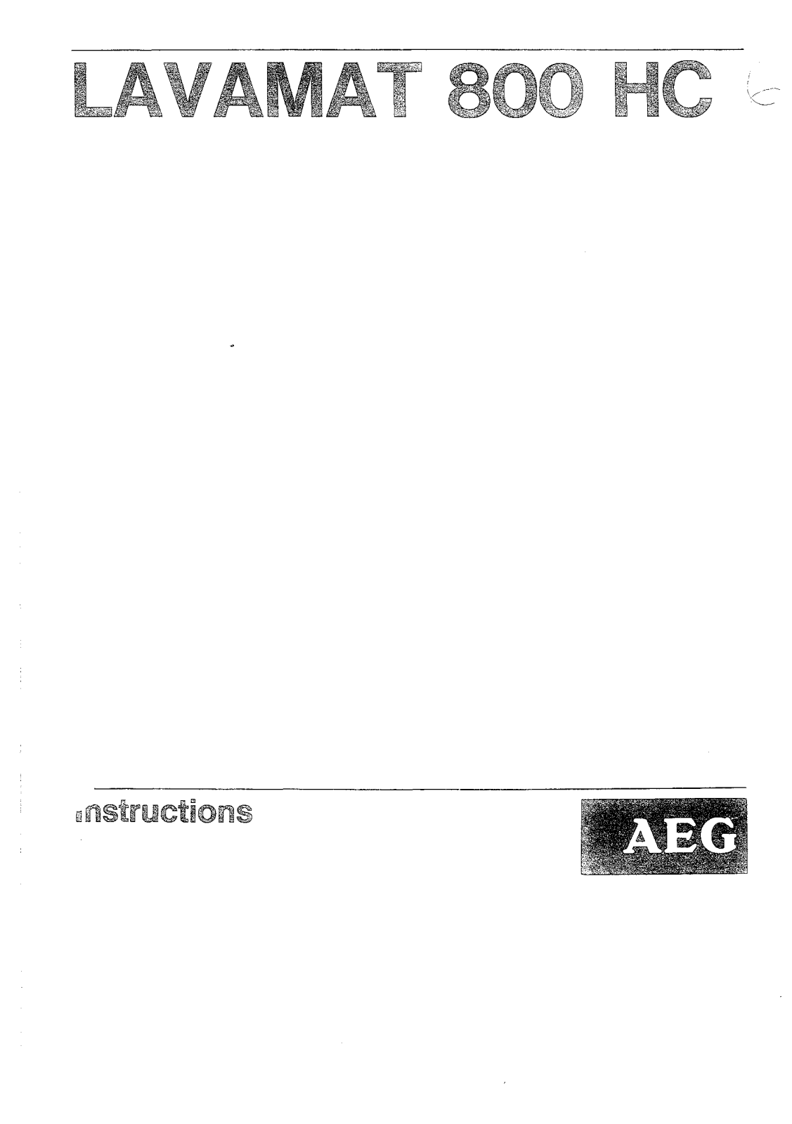 AEG Lavamat 800 HC User Manual