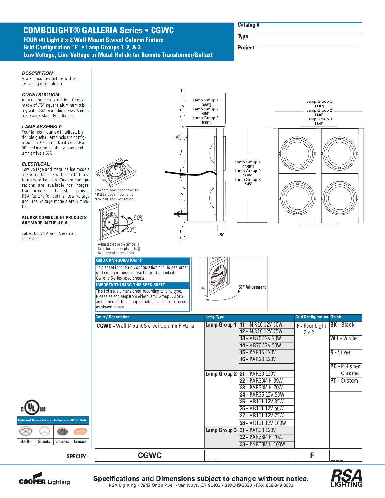 RSA Lighting S243-4NU User Manual