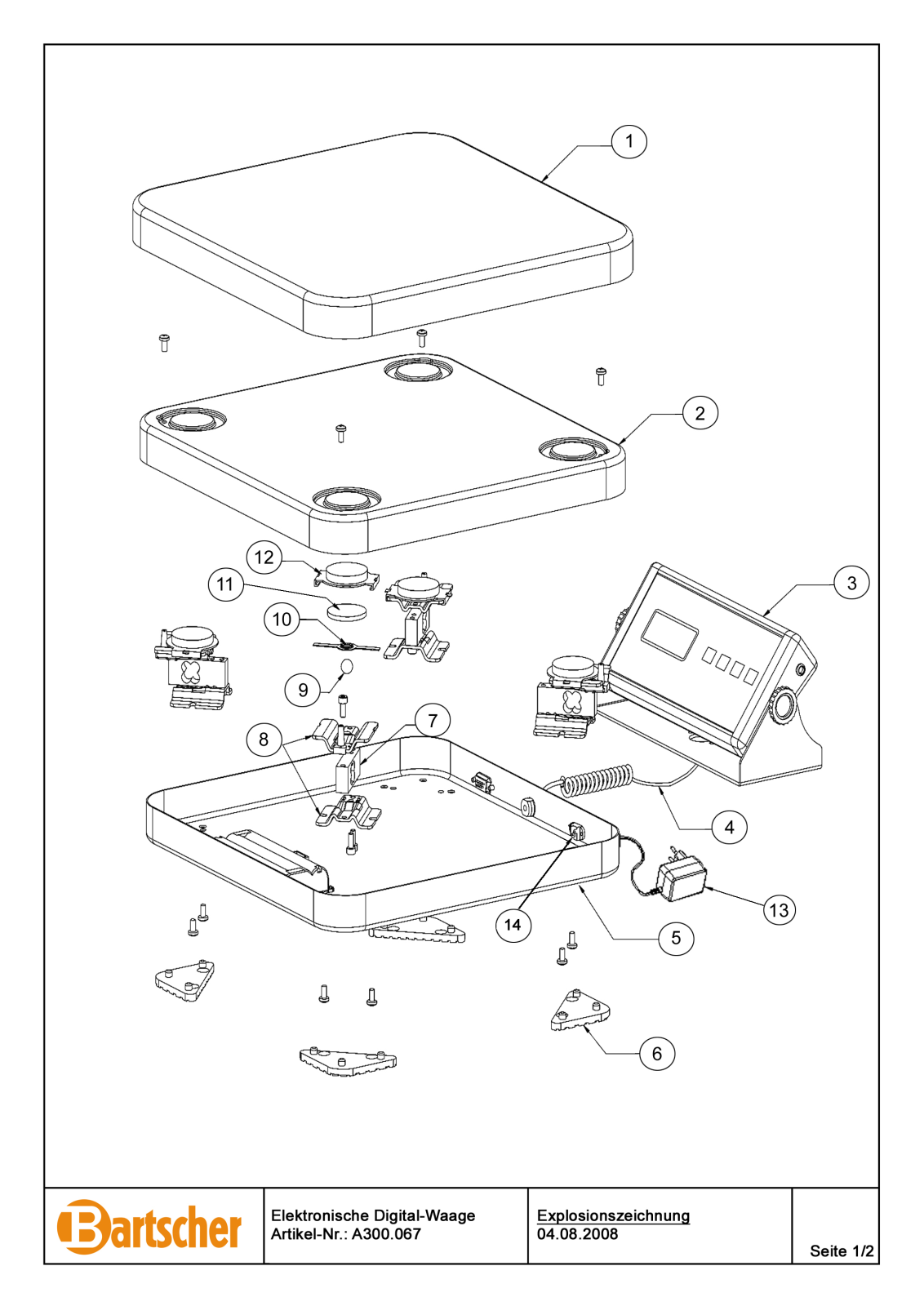 Bartscher A300067 Parts list