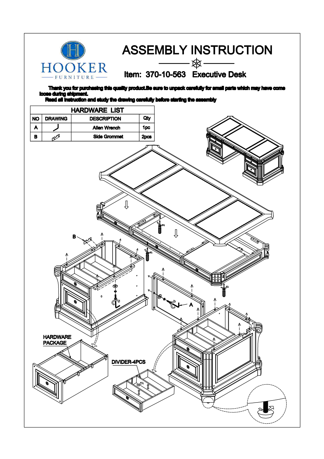 Hooker 370-10-563 Assembly Instructions