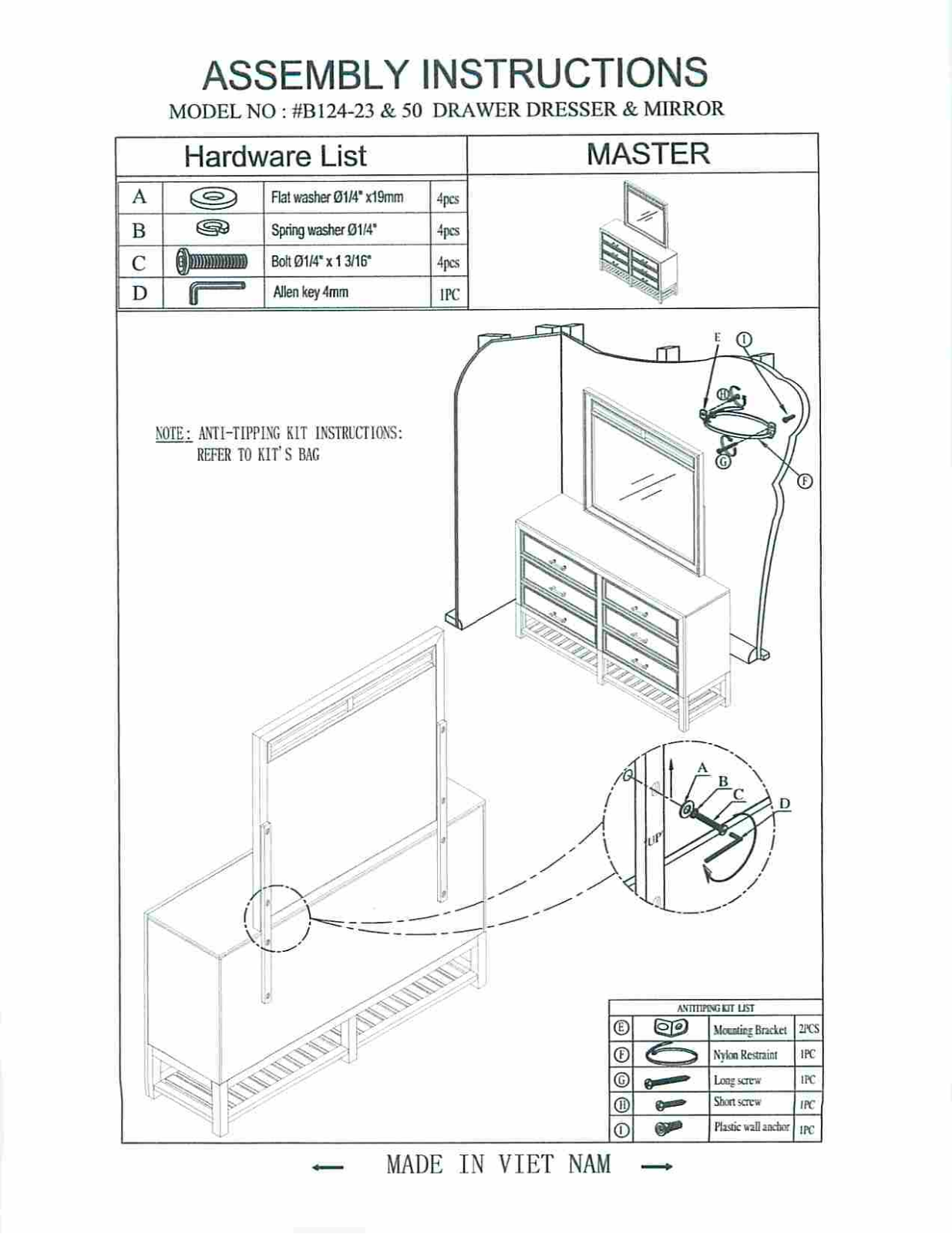 Progressive Furniture B12423 Assembly Guide