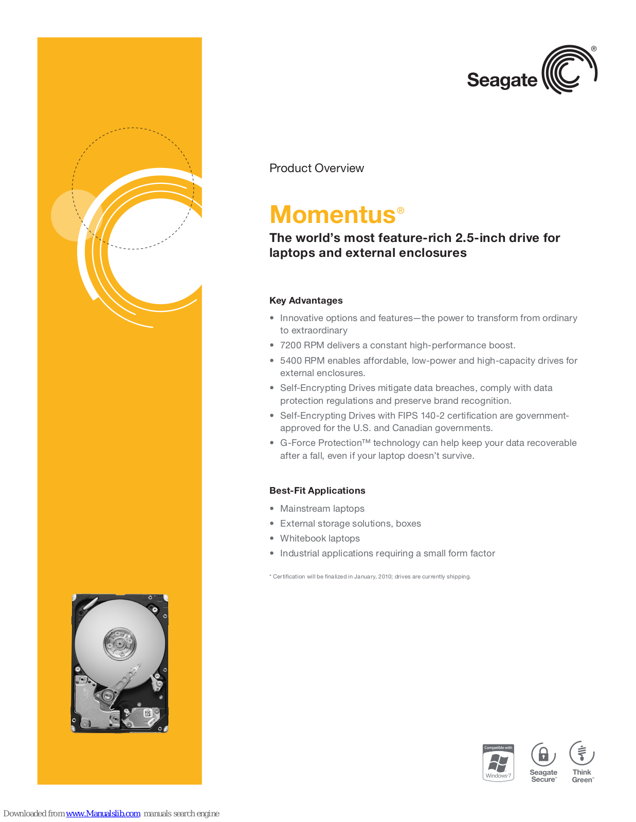 Seagate ST9120315AS - Momentus 5400.6 120 GB Hard Drive,ST9500325AS - Momentus 5400.6 500 GB Hard Drive,Momentus Series Product Overview