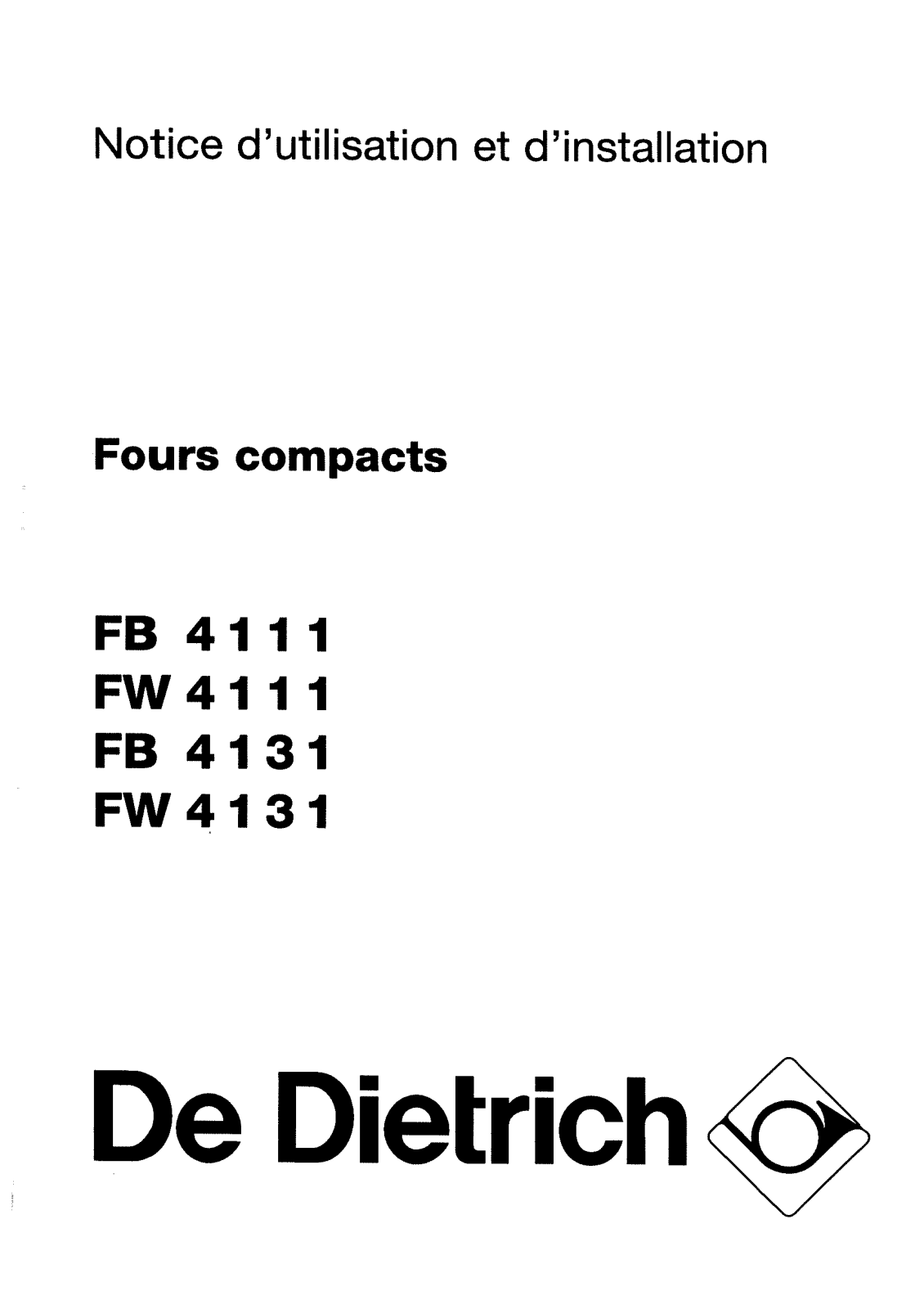 De dietrich FB4131, FW4111, FB4111, FW4131 User Manual
