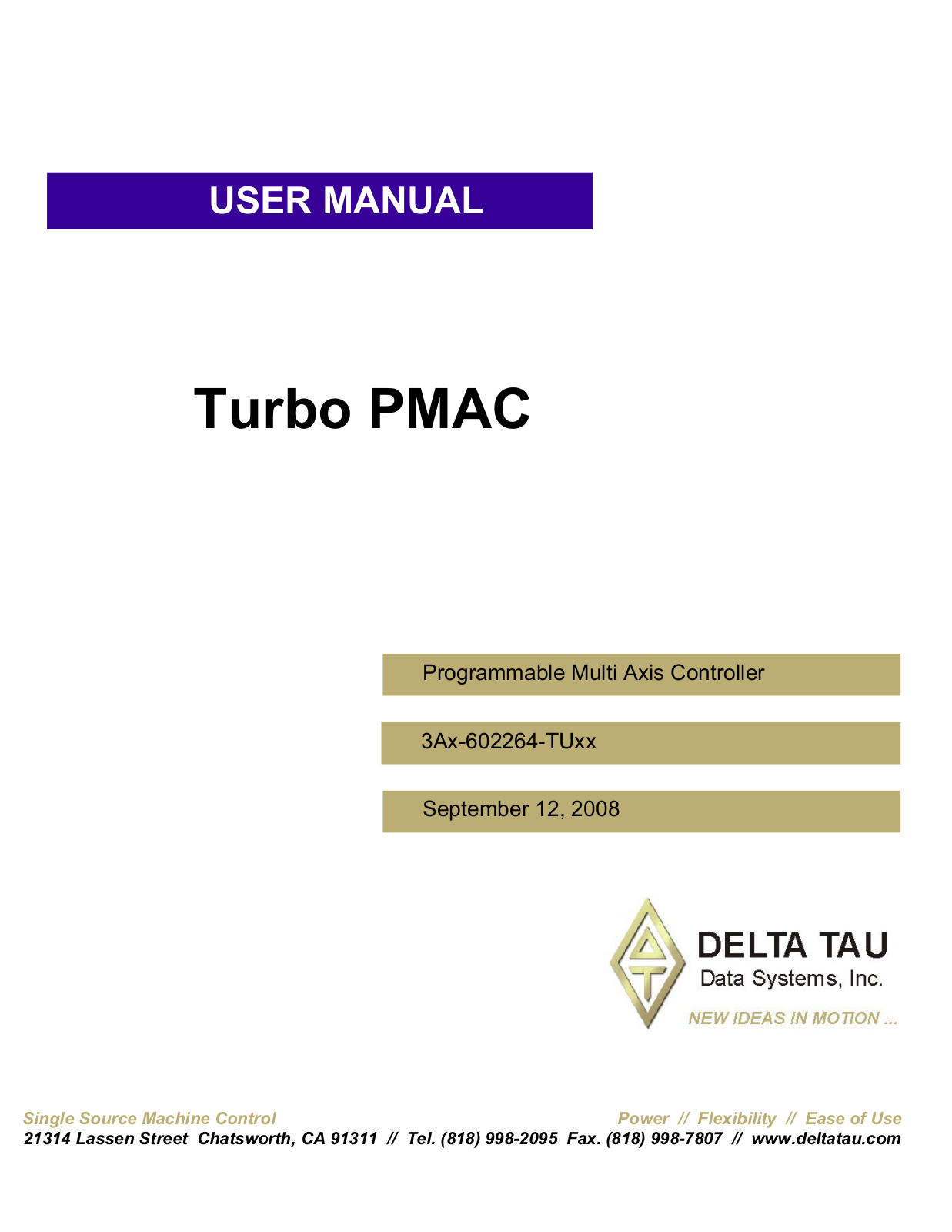 Delta Tau BRICK CONTROLLER, TURBO CLIPPER, TURBO PMAC PCI, TURBO PMAC PCI LITE, TURBO PMAC2 PCI User Manual