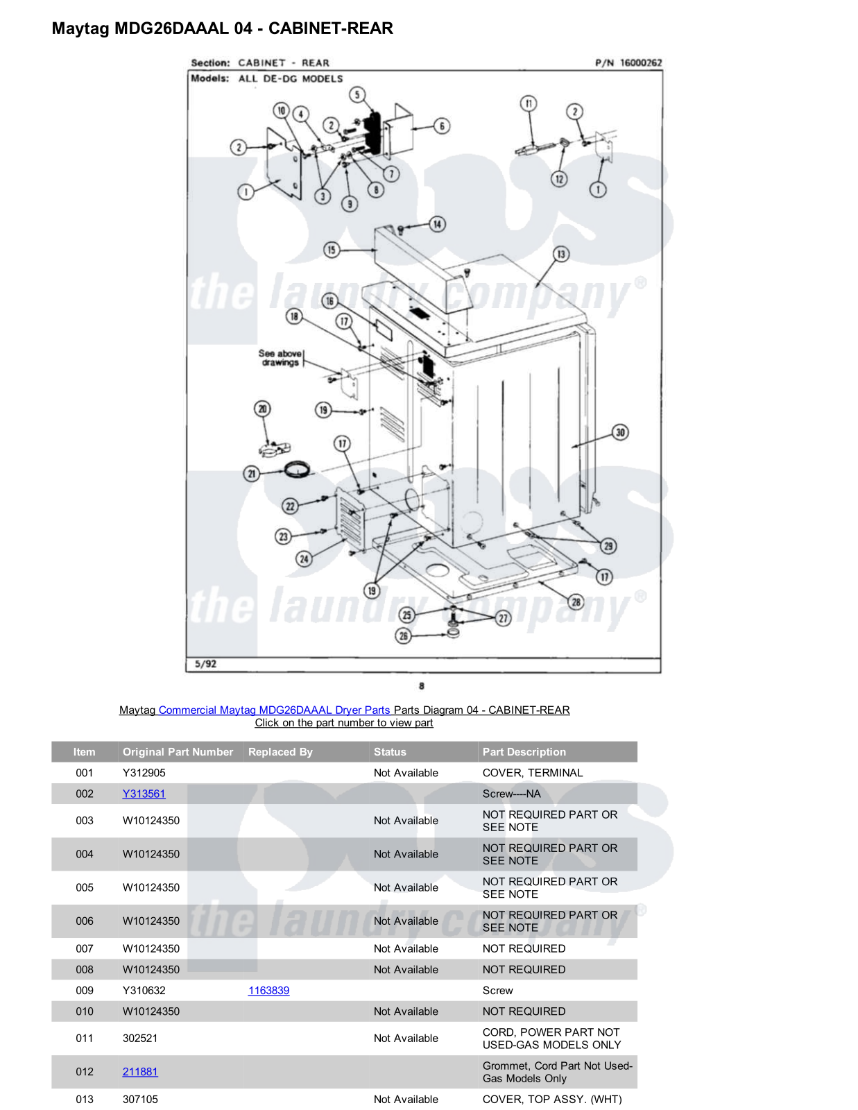 Maytag MDG26DAAAL Parts Diagram