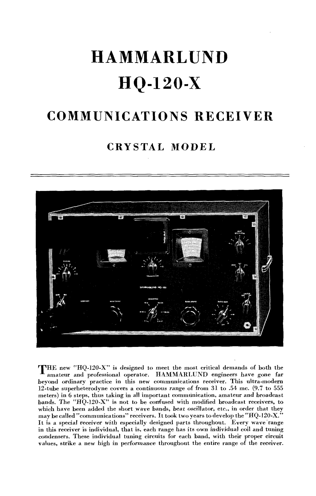 Hammarlund HQ120 User Guide