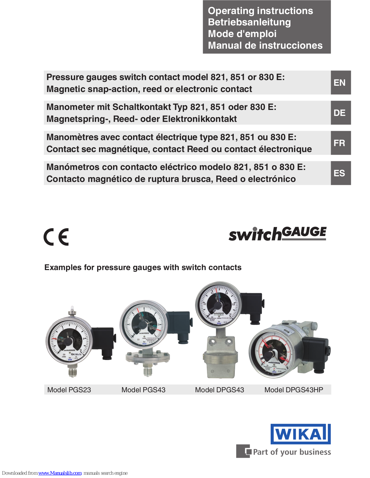 WIKA 821, 851, 830 E Operating Instructions Manual