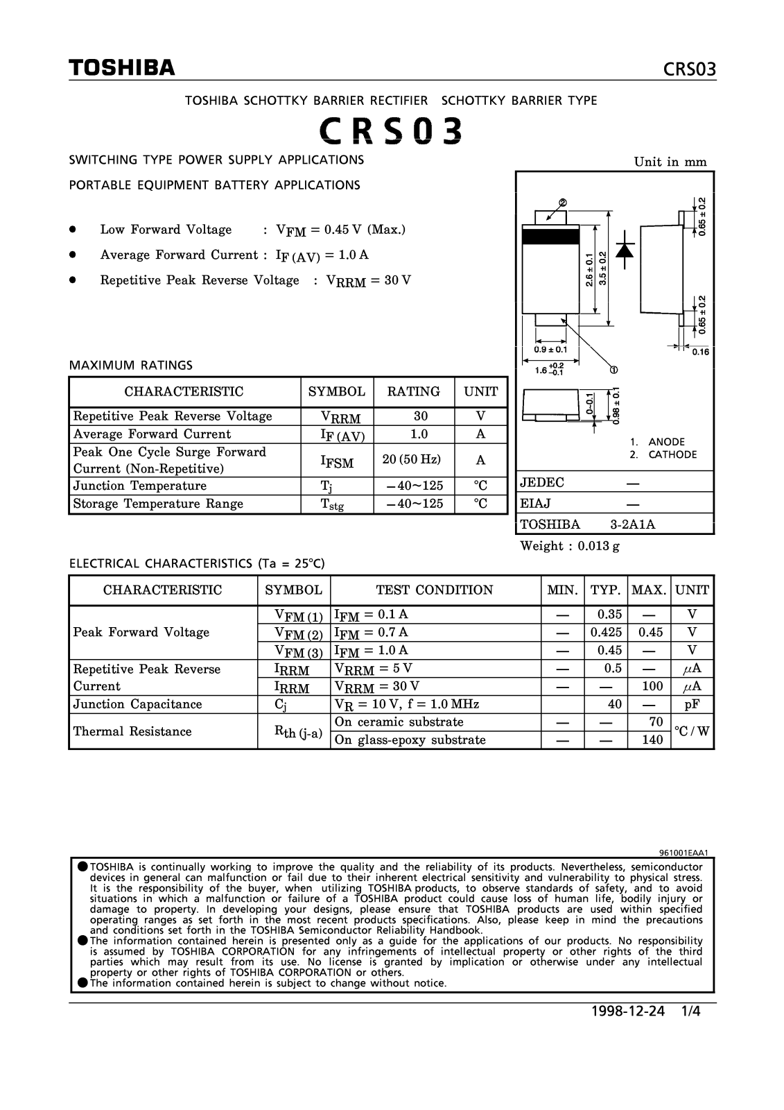 Toshiba CRS03 Datasheet