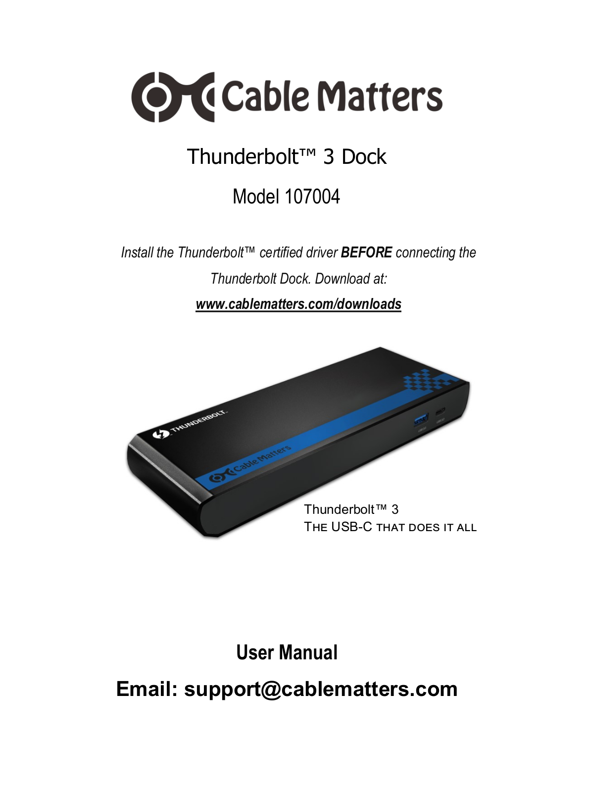 Cable matters 107004 User Manual