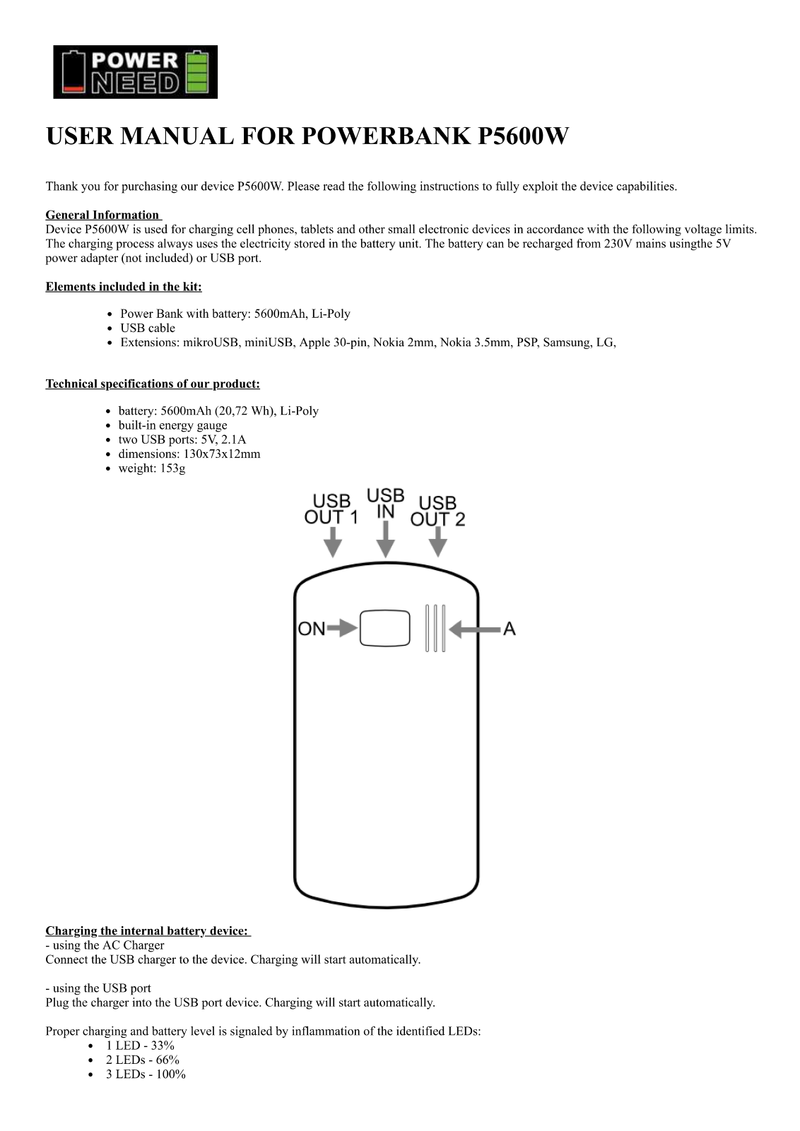 POWERNEED P5600W User guide - ManualMachine.com