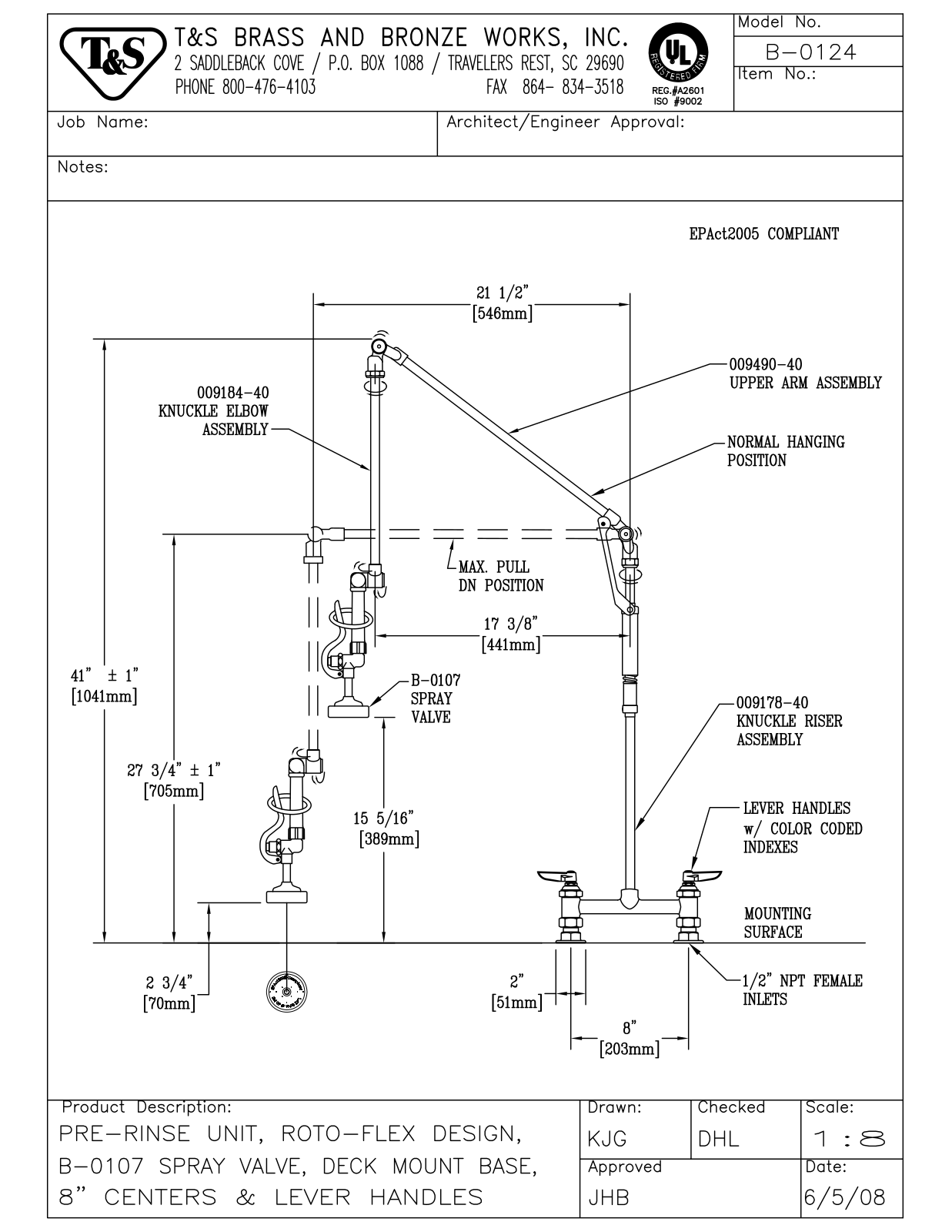 T&S Brass B-0124 User Manual