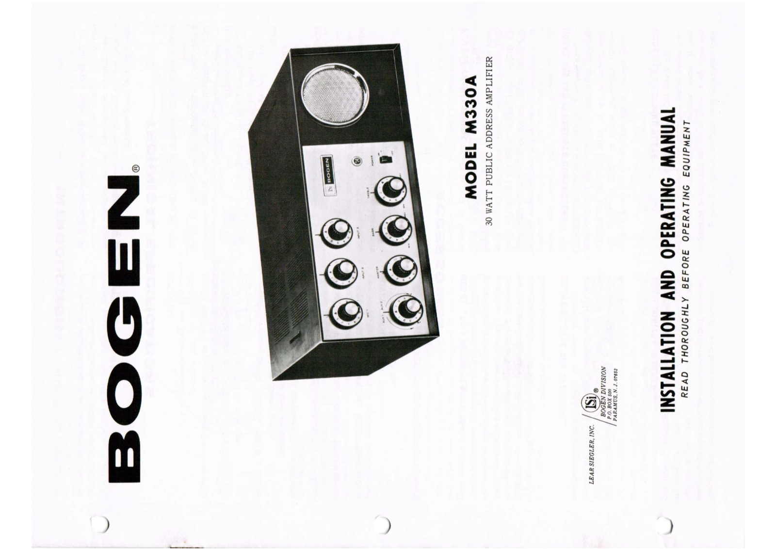 Bogen M330A Operating Manual