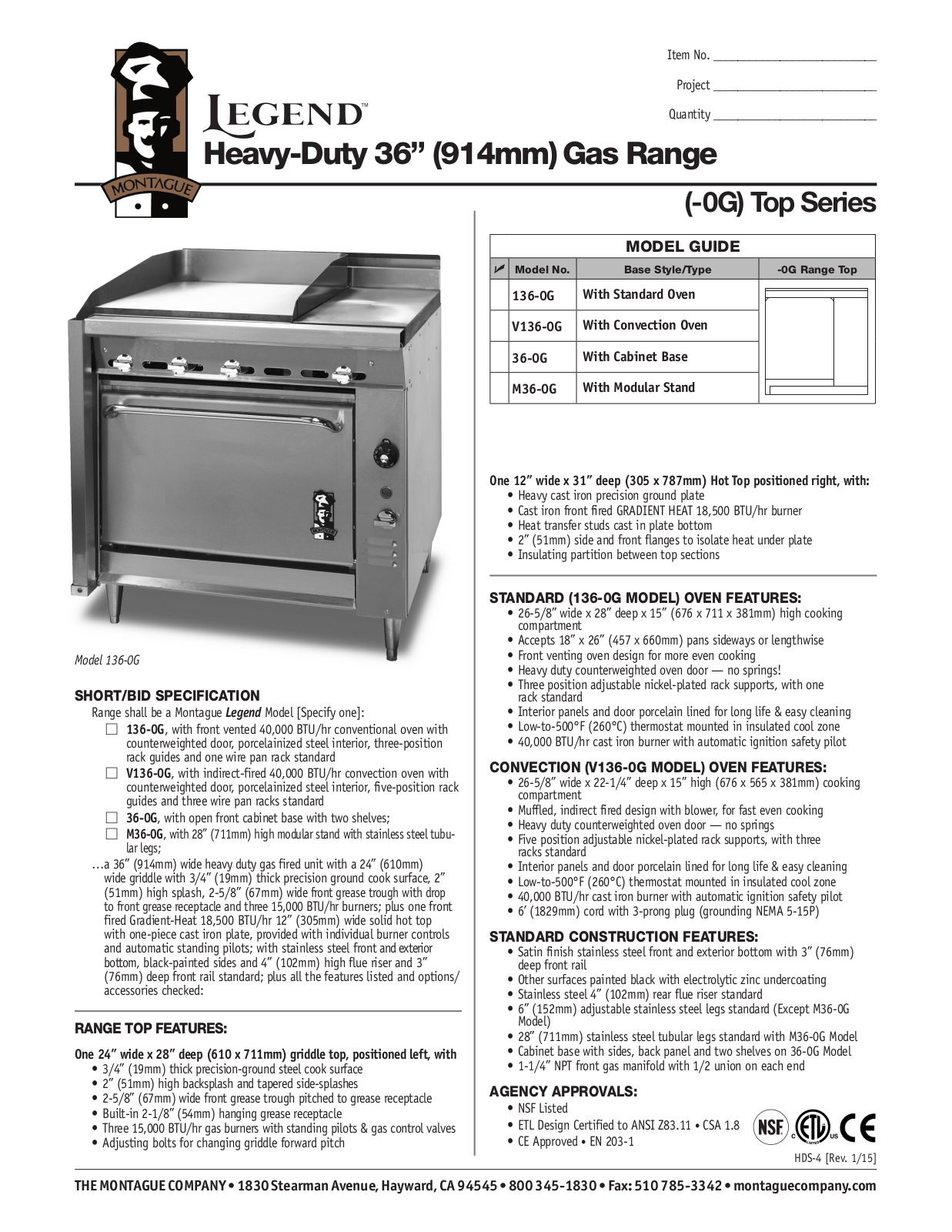 Montague 136-0G User Manual