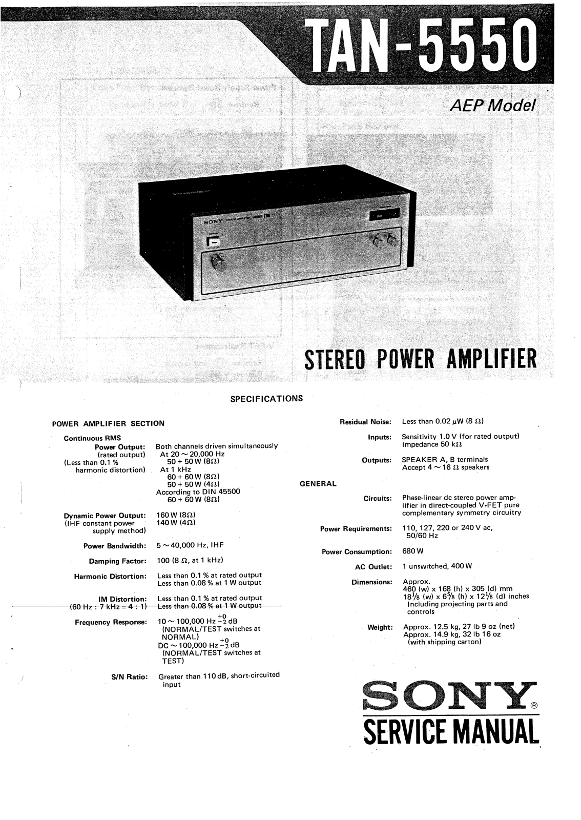 Sony TAN-5550 Service manual