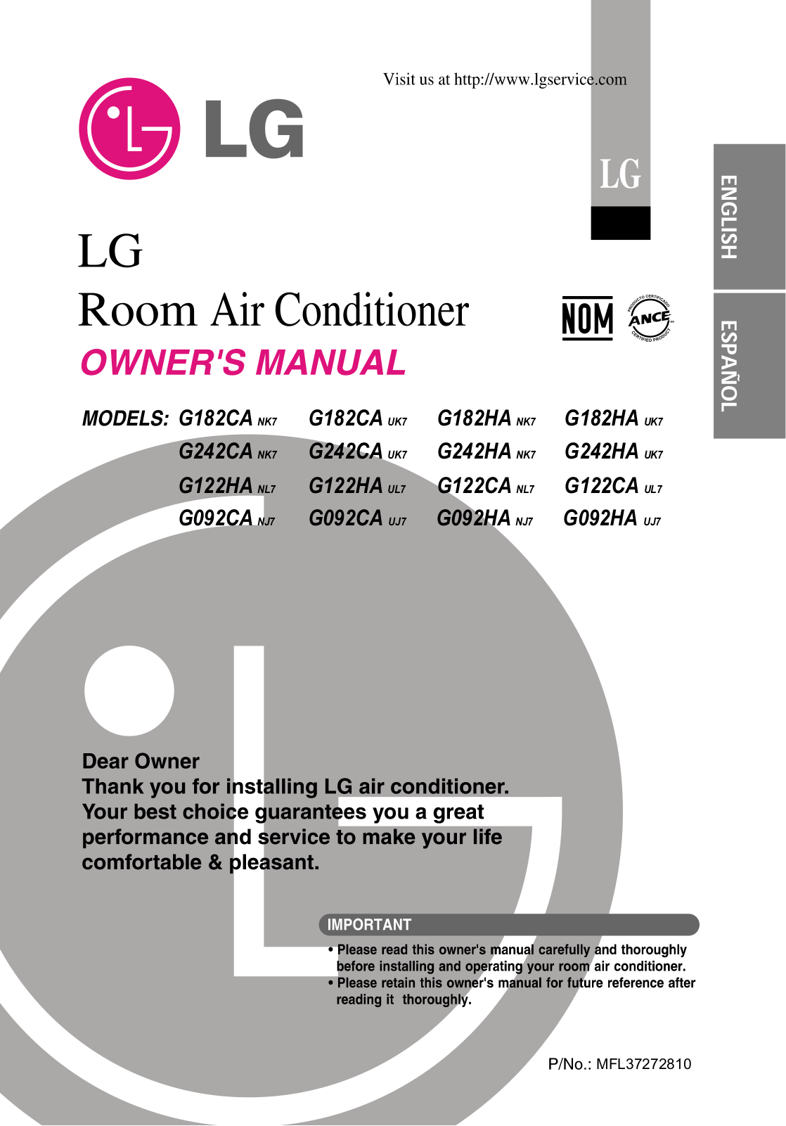 LG G092HA Owner's Manual