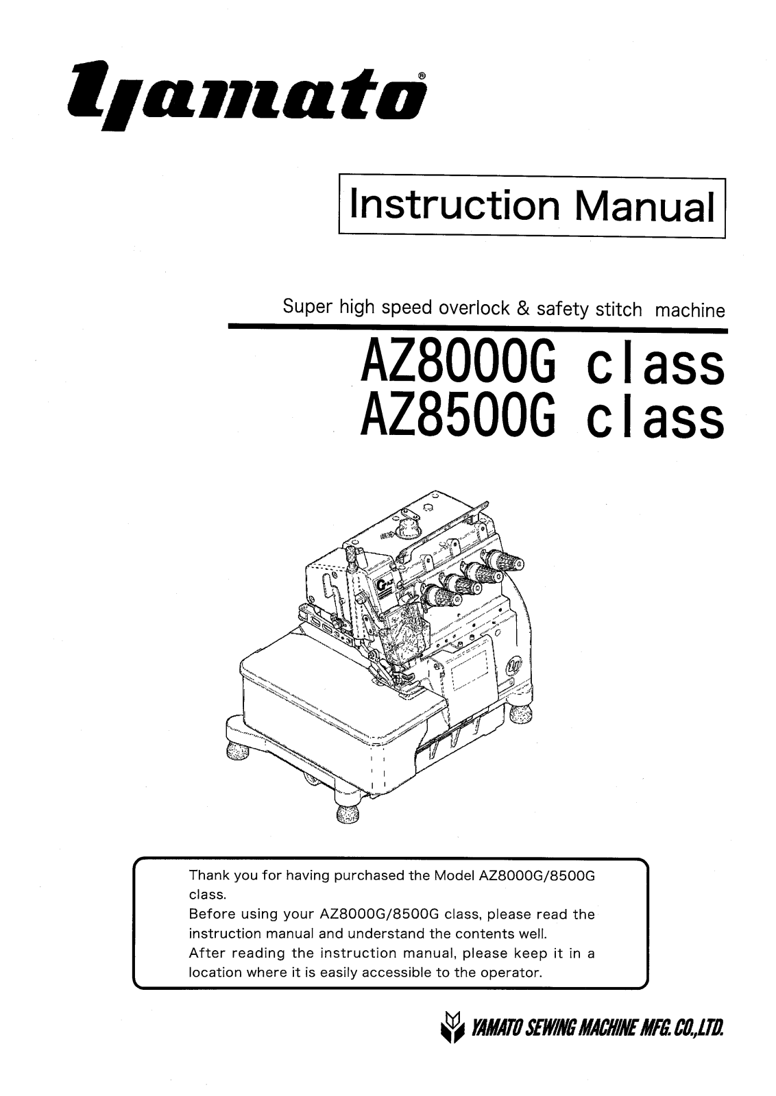 YAMATO AZ8000G, AZ8500G Parts List