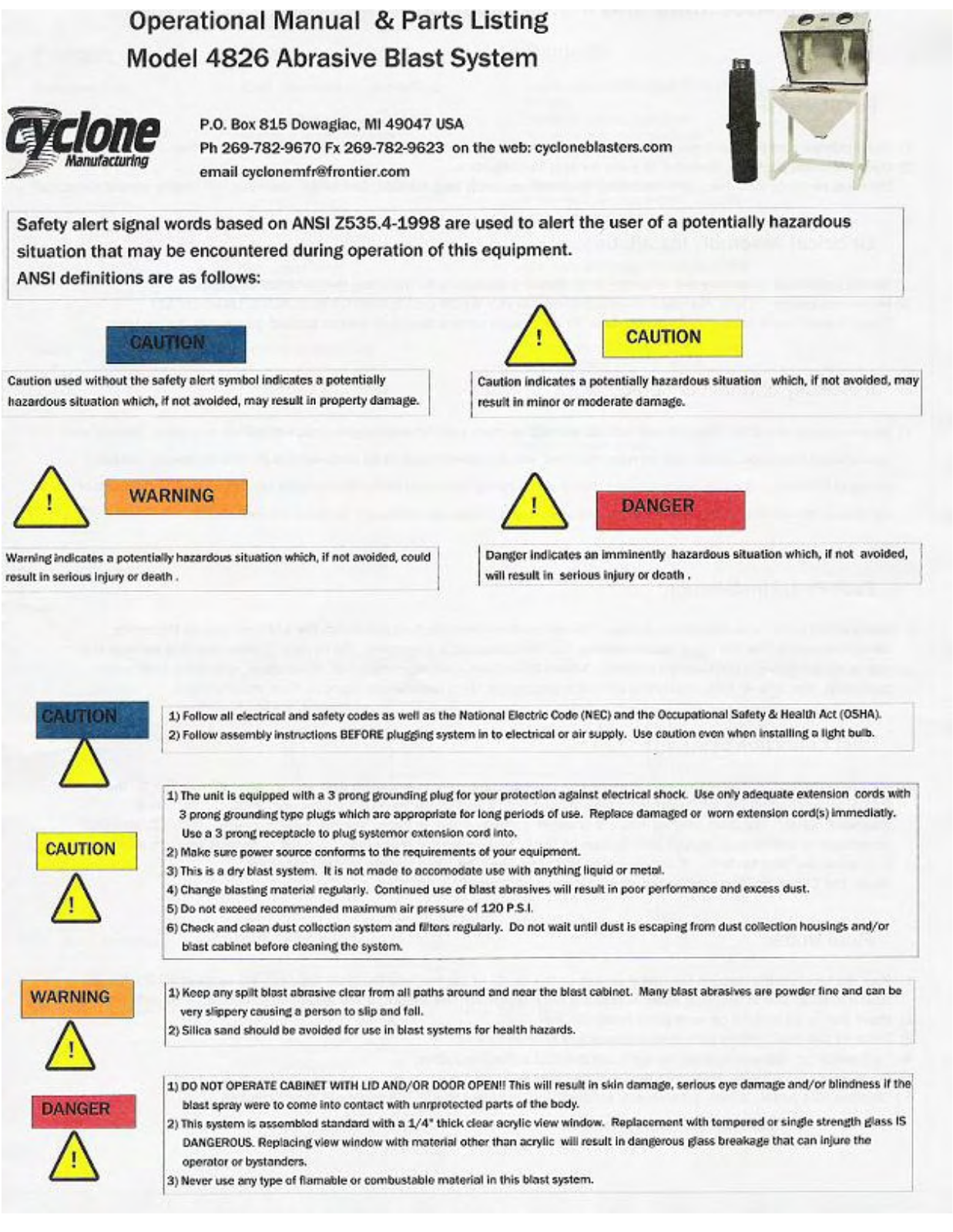 Cyclone Manufacturing 4826 Owners Manual - ManualMachine.com