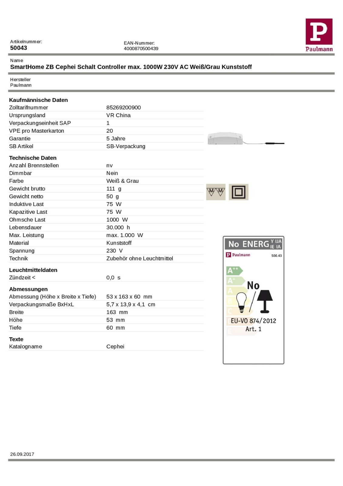 PAULMANN PLM 50043 Datasheet - ManualMachine.com