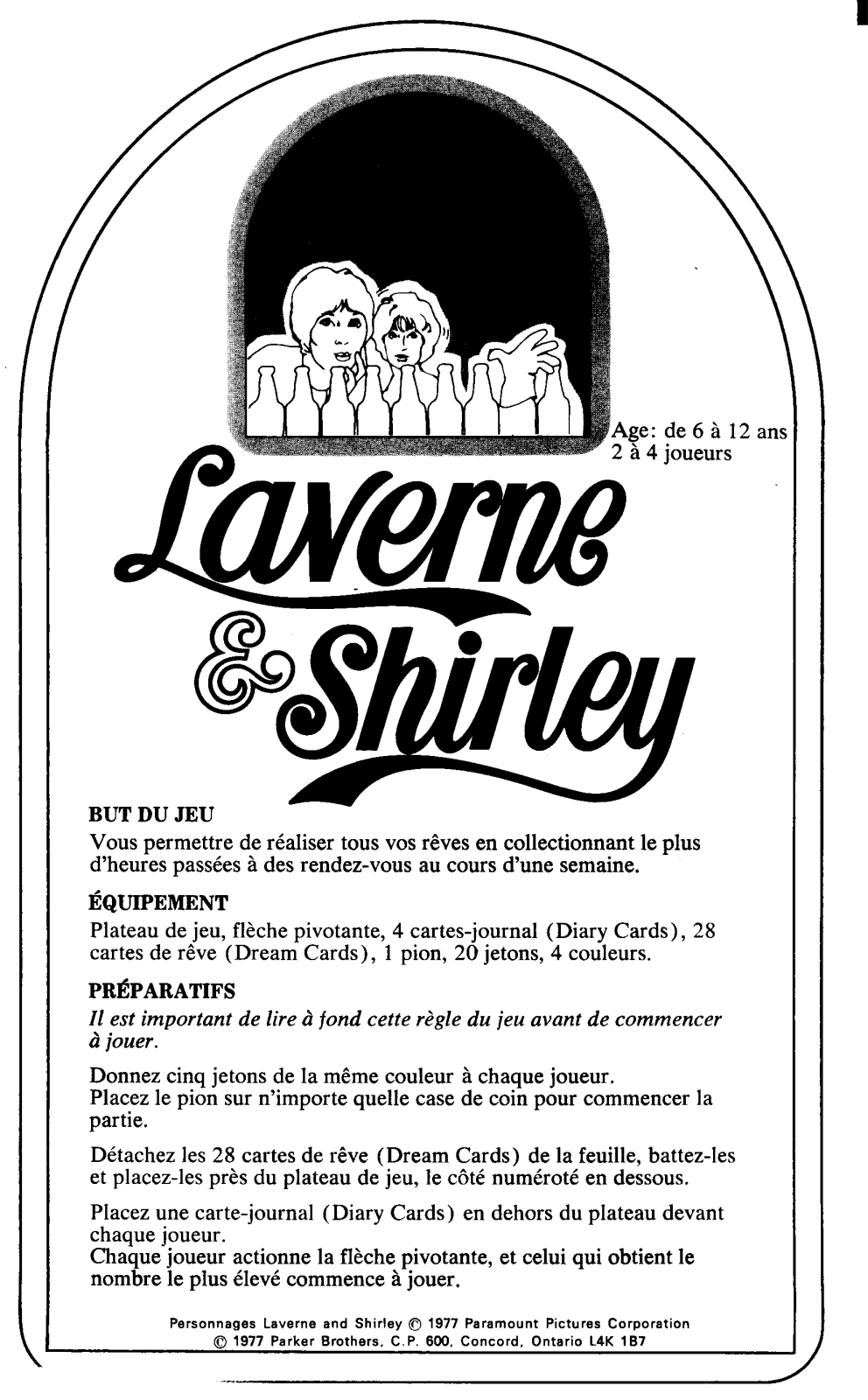 Hasbro LAVERNE AND SHIRLEY User Manual