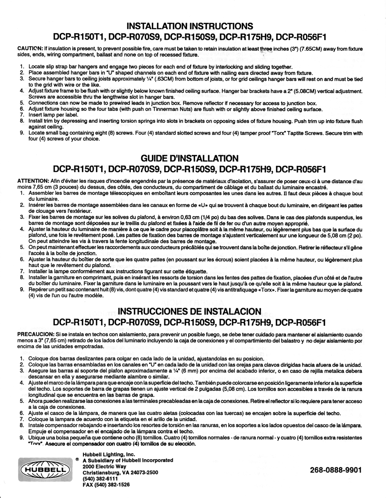 Hubbell Lighting DCP-R, DCP User Manual