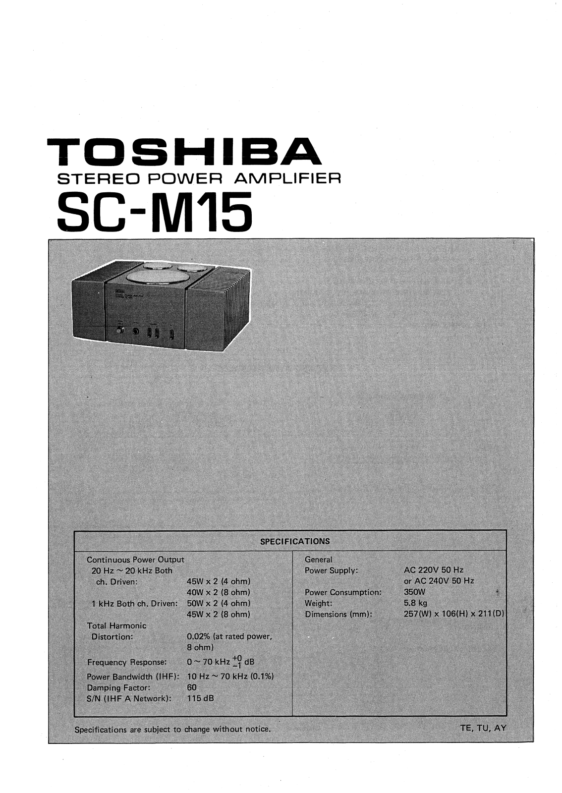 Toshiba SCM-15 Service manual