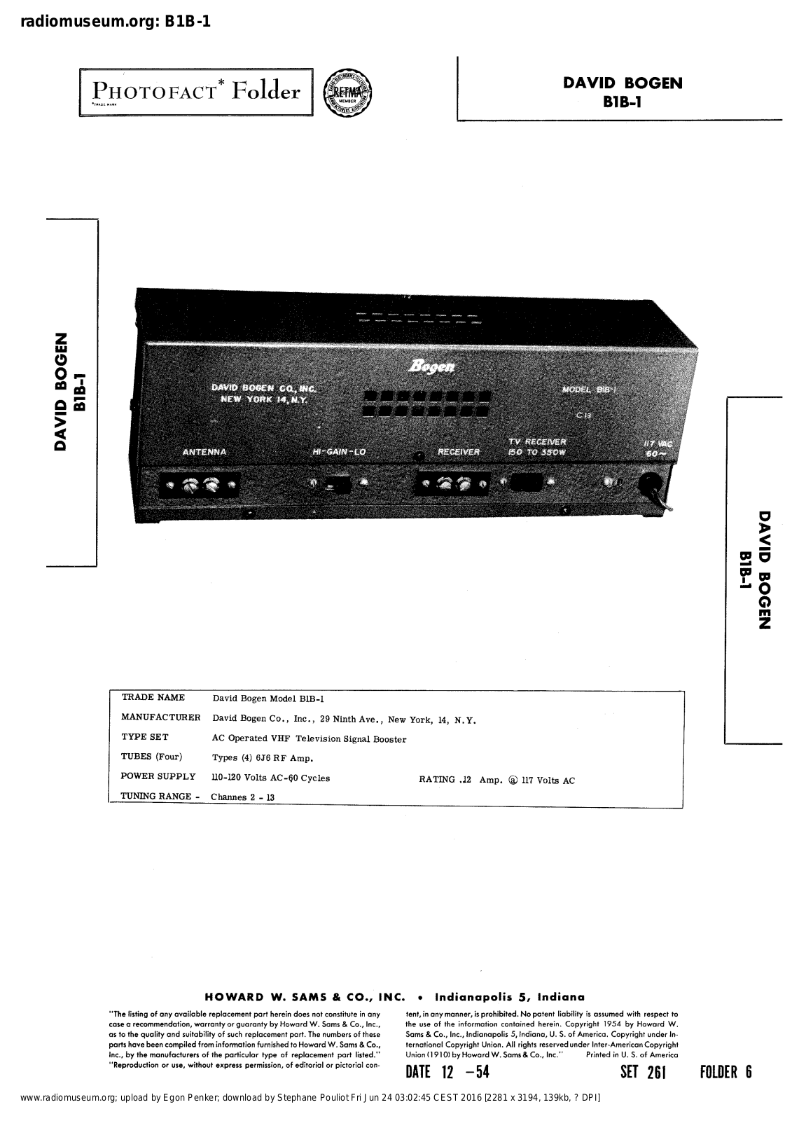 Bogen B1B-1 Service Manual