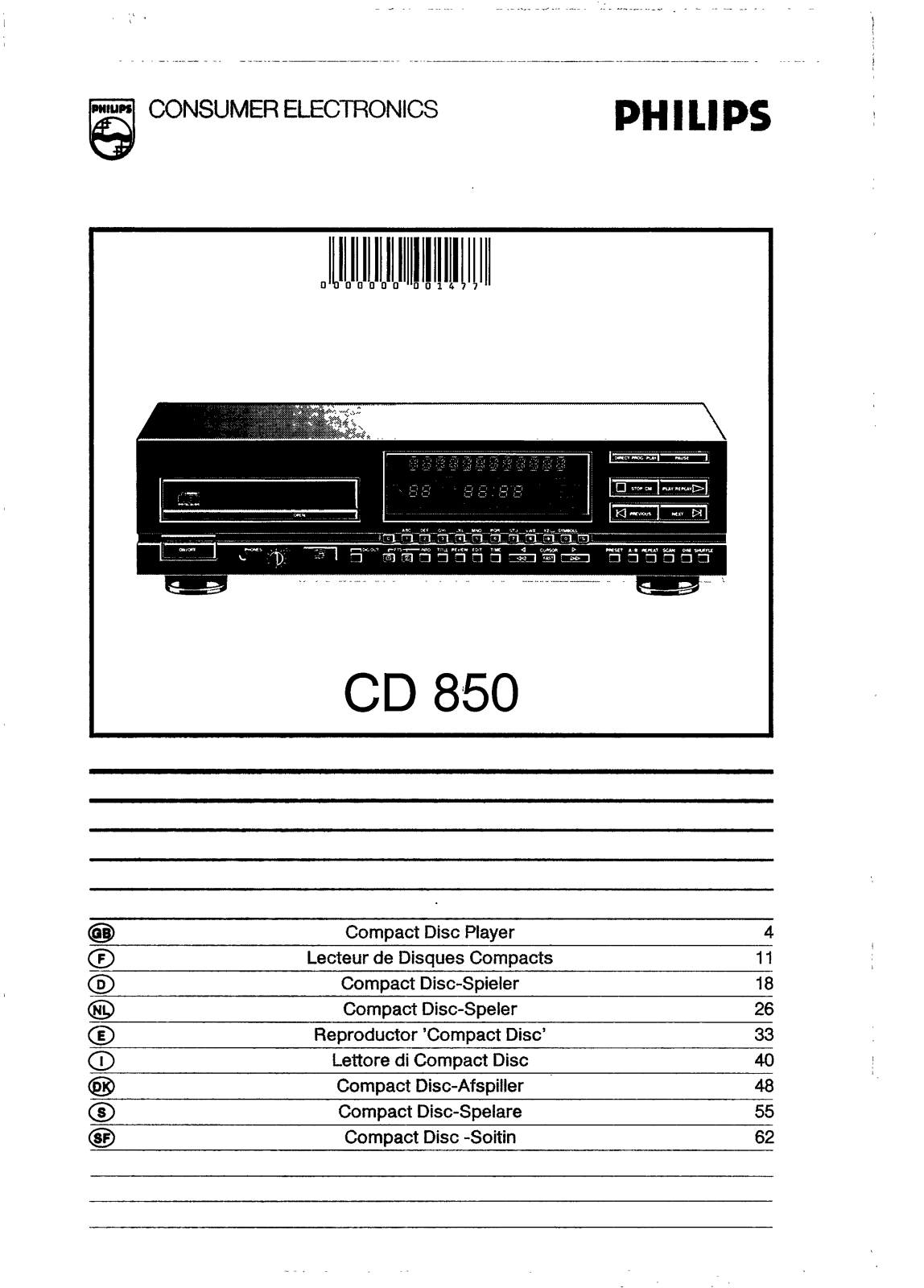 Philips CD850 User Manual