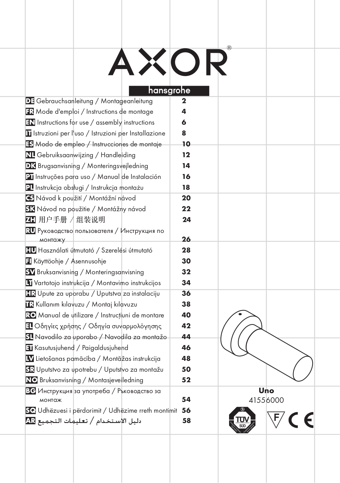 Hansgrohe 41556000 Instructions For Use/assembly Instructions