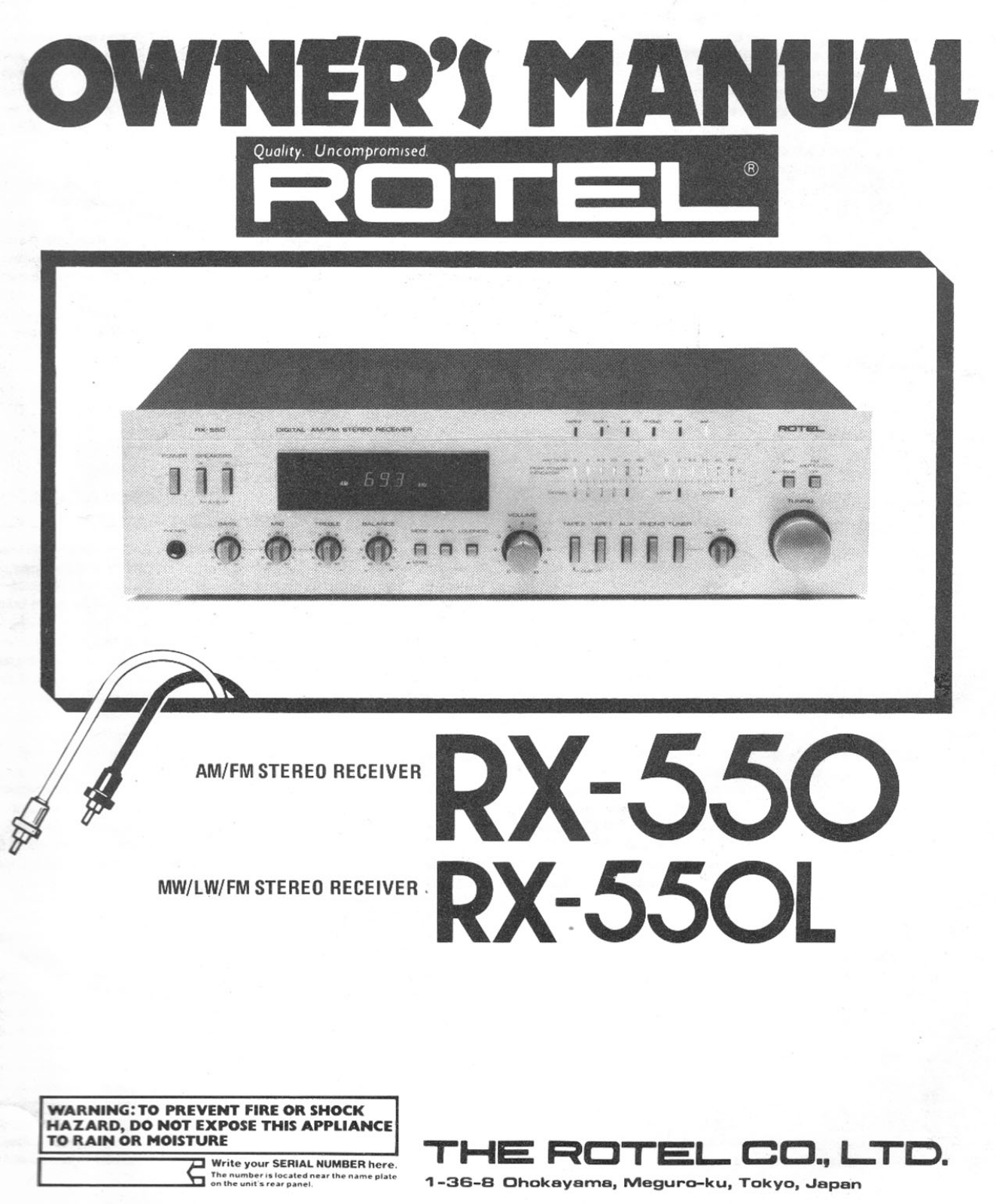 Rotel RX-550, RX-550L User Manual