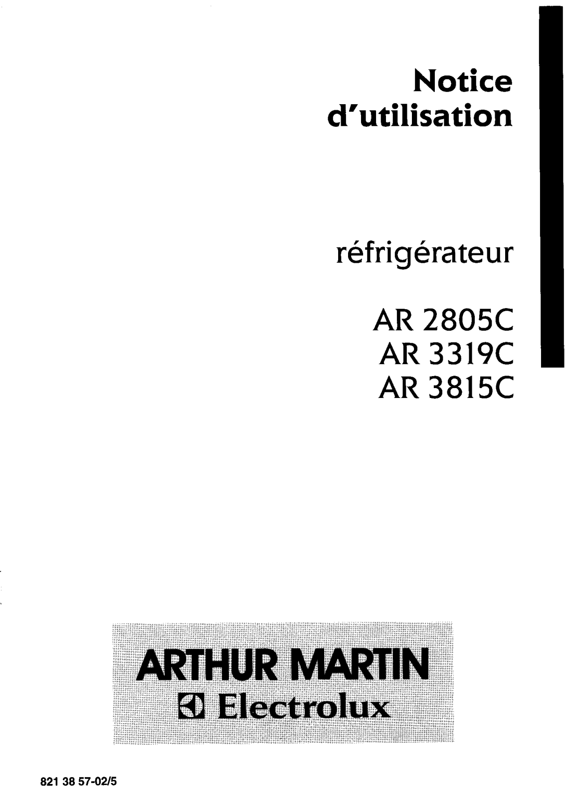 Arthur martin AR3815C, AR2805C, AR3319C User Manual