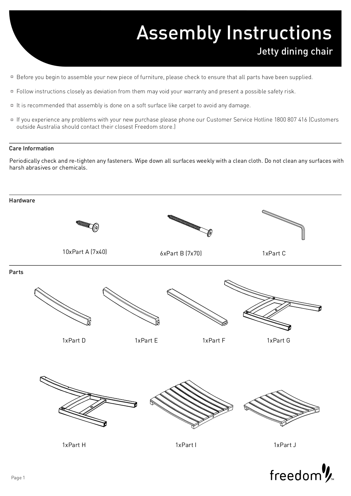 Freedom Jetty Dining Chair Assembly Instruction